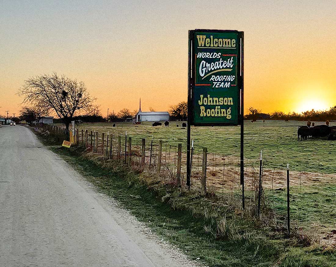 The Johnson Roofing Way: sunrise, steeple & buffaloes